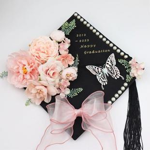 学士帽手工diy簪花装饰毕业帽手工花材料包绢花仿真干花工具硕士.-阿里巴巴