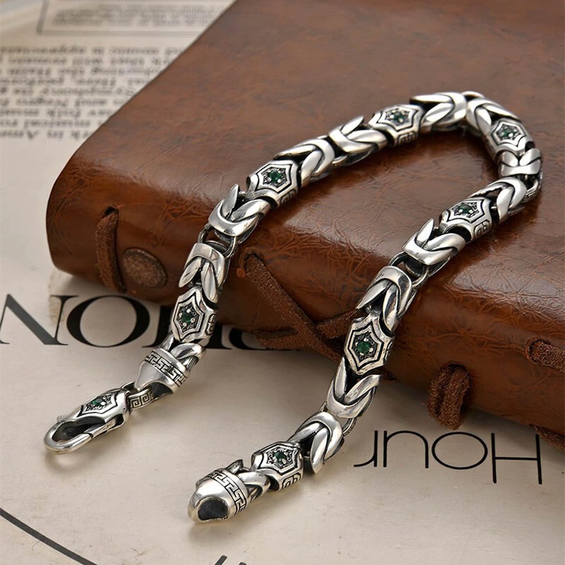 Yanyu Turkish Style Peace Pattern Personalized Diamond-Encrusted Bracelet Palace Green Vintage Bracelet Factory Direct Sale