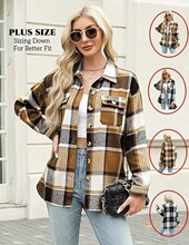 Q 84522 Women's Plaid Casual Jacket Ůʿ��y���� �W���羳��
