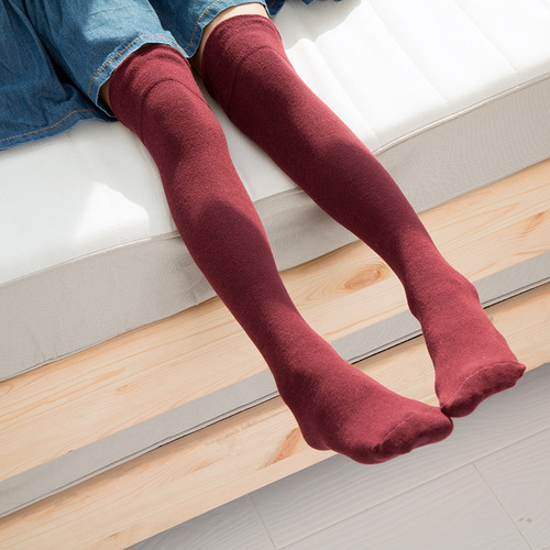 Spring and Autumn Style Korean Version Silicone Girls Knee-High Socks Cotton Student Thigh Socks Children's Stacking Socks Baby Long Socks