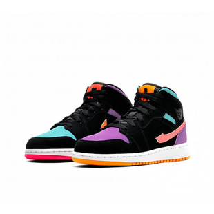 Putian Shoes Pure Original Aj1 Mid-Top Women's Shoes Valentine's Day Smoke Gray Ice Blue Men's Shoes Barb Style Joe 1 High Version Basketball Shoes