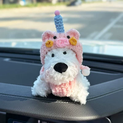 2026 New Car Ornament: Sürətlər qutusu və əl tormozu başlıqları - piglet-hat-pink-bag-west-highland-ornament