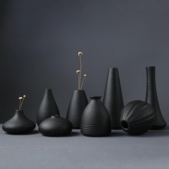Minimalist Modern Living Room Vase Office Desk Ceramic Ornament Black Creative Home Garden Decor Soft Furnishing