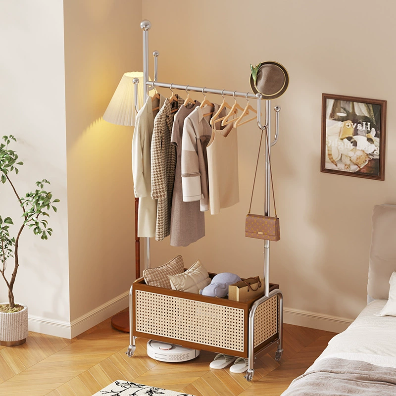 Новая напольная вешалка для одежды, винтажная вешалка для домашней одежды, мобильная вешалка для одежды в спальне, вешалка для одежды на ночь из кованого железа.