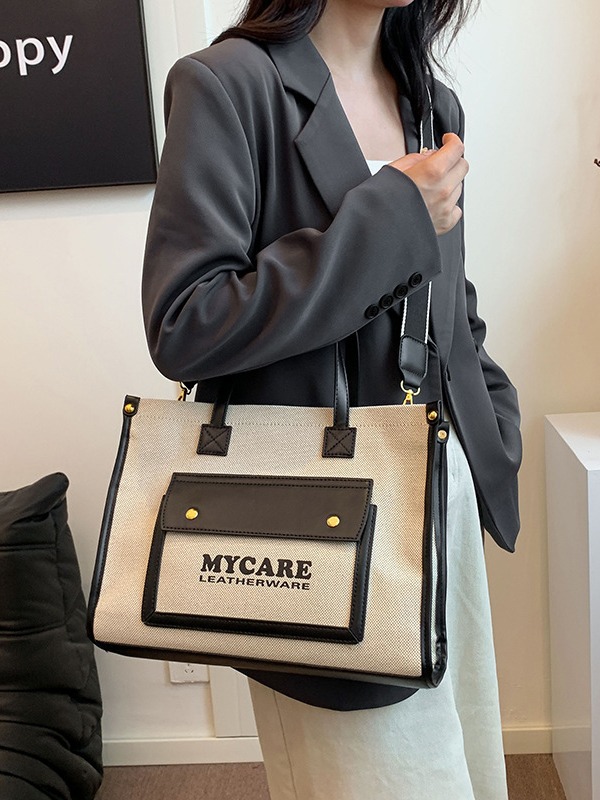 Bolso de hombro retro de tela con colores contrastantes para mujer, nuevo bolso cruzado de gran capacidad para el día a día, ideal para comercio transfronterizo.
