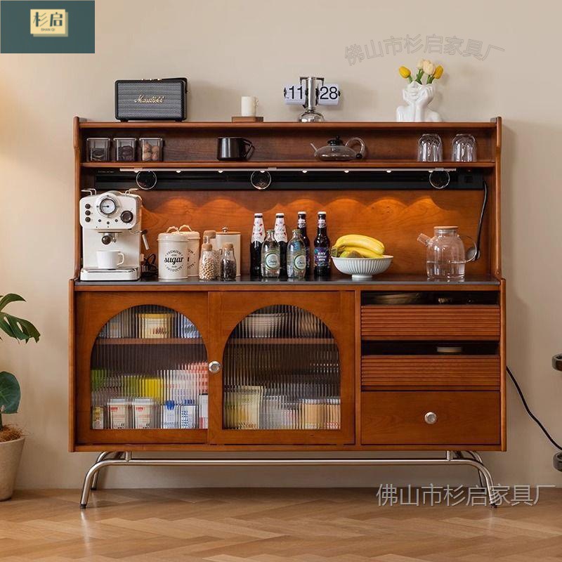 Retro Sideboard Slate Solid Wood Cabinet Living Room Coffee Cabinet Wall-Mounted Entrance Cabinet Medieval Cupboard Wine Cabinet Storage Cabinet
