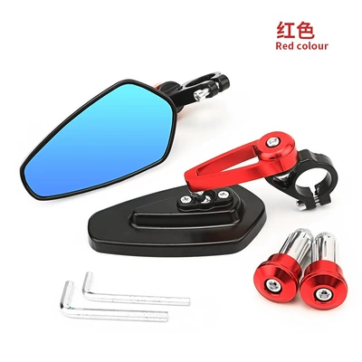 Motorcycle rearview mirror reversing auxiliary mirror universal hand - cnc-aluminum-alloy-hand-mirror-red-blue-glass
