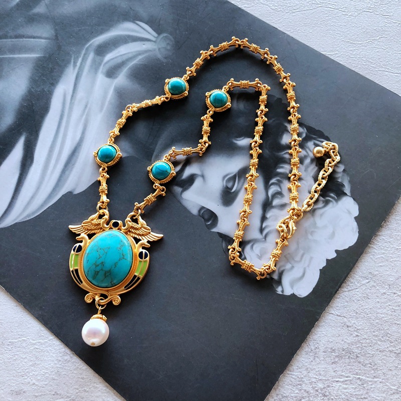 20g Weight Pendant Necklace Classification Wedding, Travel Occasion Alloy Material Flower Pattern Women'S Gender Plating Design Fashion Style Silver Color Fashion Geometric Turquoise Alloy Necklace Wholesale 12