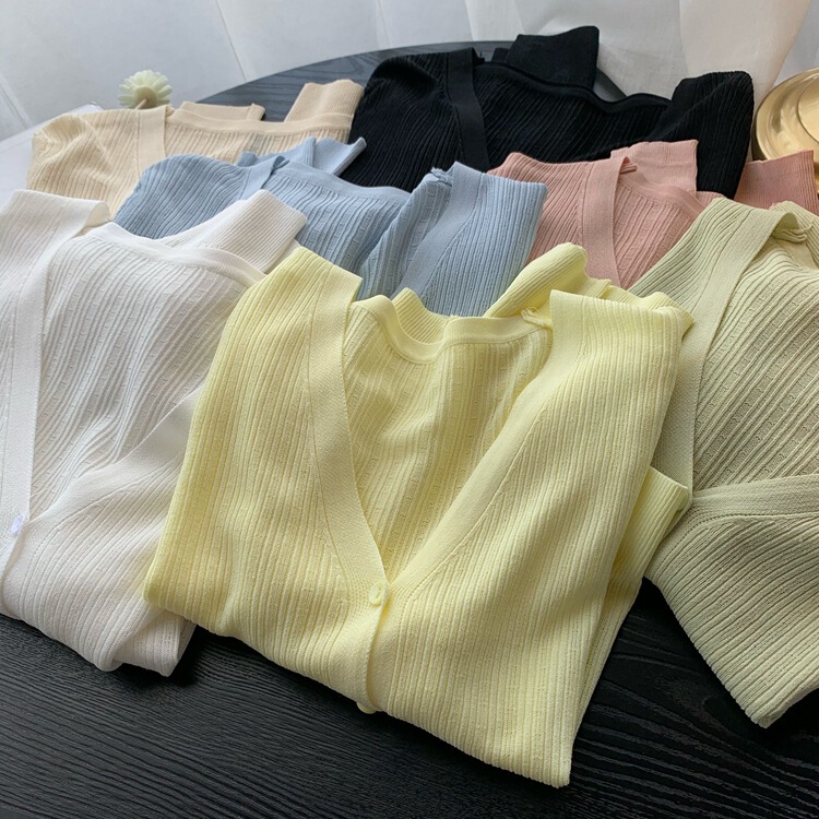 Skin-Friendly and Soft 2026 New Mustard Thin Knit Sweater for Women, Summer Short Style, Gentle Sun Protection Ice Silk Cardigan Jacket