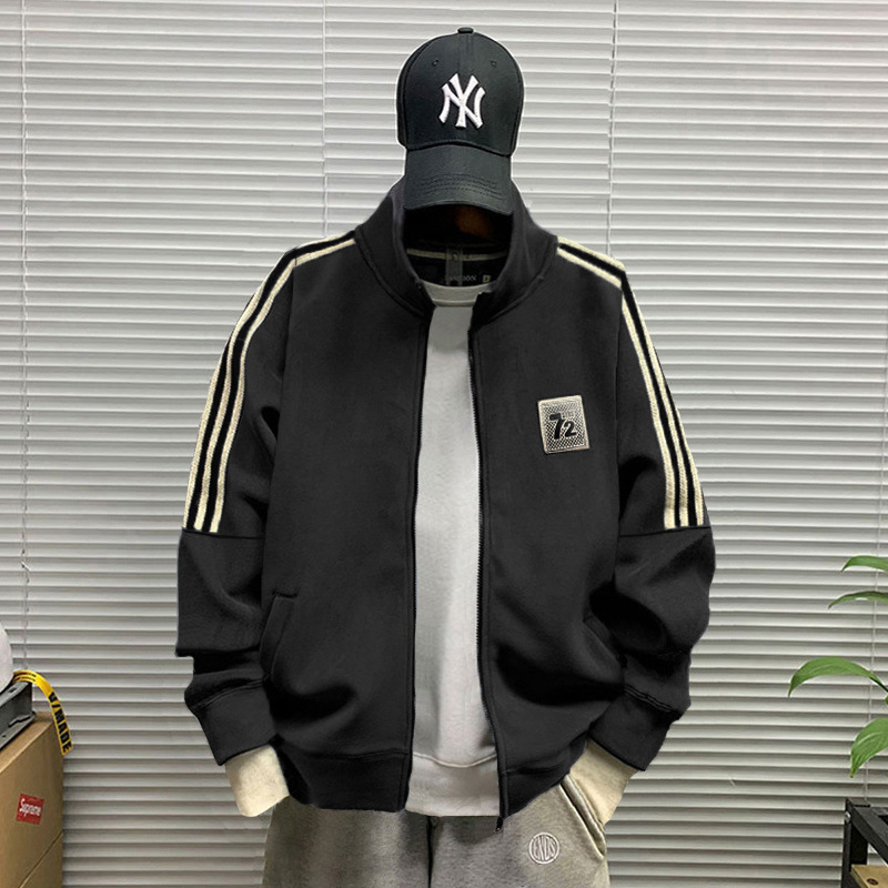 Stylish American-Style Loose Casual Trendy Men's Cardigan Thin Jacket Popular Lapel Zipper Sweatshirt Long Sleeve Men