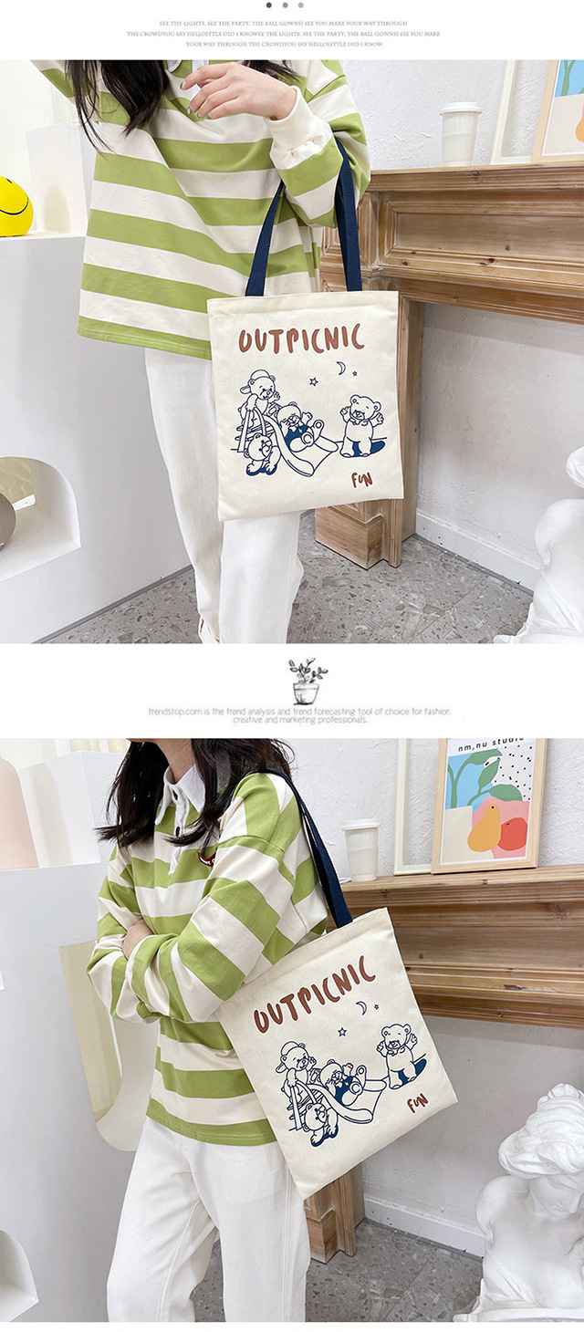 The 2022 new trendy women's canvas bag, a retro and cute student ulzzang canvas bag for women undefined