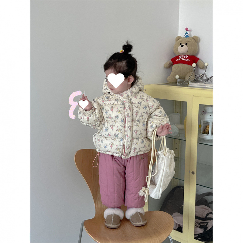 2025新款韩版冬季女童90白鸭绒羽绒服儿童洋气小仙女印花保暖外套|undefined