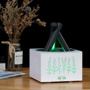 Wheat Ear Hollow Aromatherapy Machine Color Lamp Simulated Flame Square Bonfire Humidifier Household Gas Stove Model Wholesale