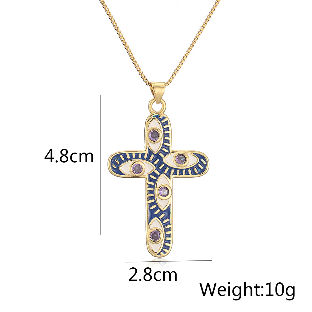 Fashion Cross Copper Inlaid Zircon Pendant Necklace