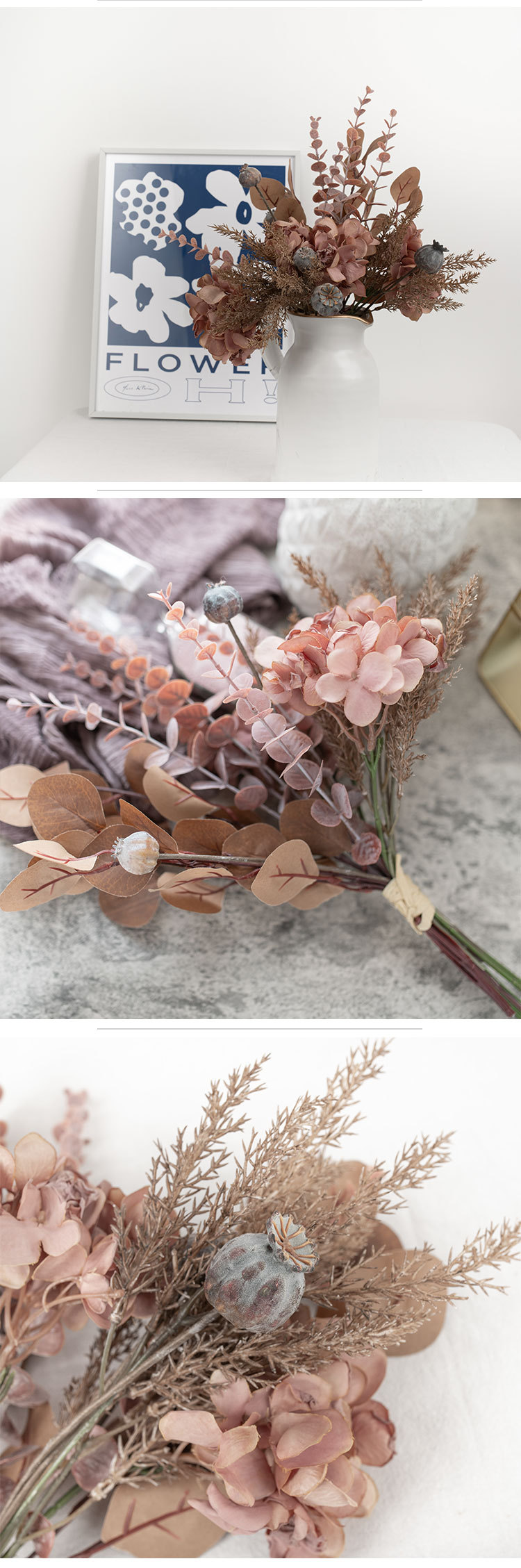 Simulation Flower Bouquet Wedding Home Decor Wall Hanging_voghion.com