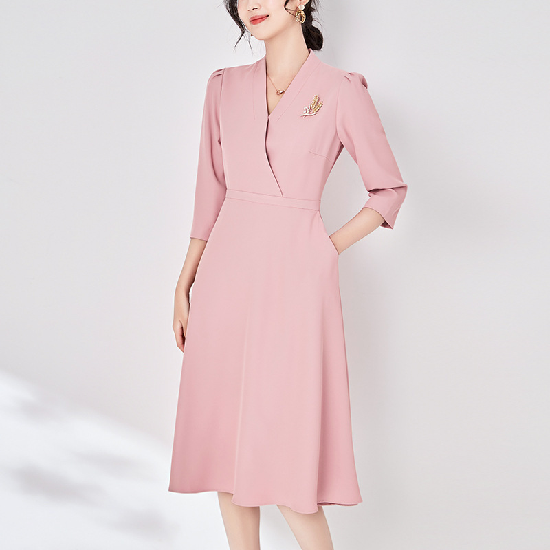 Đầm maxi nữ thắt eo tay ngắn mùa hè — 2411409 - Cam chi tiết 2