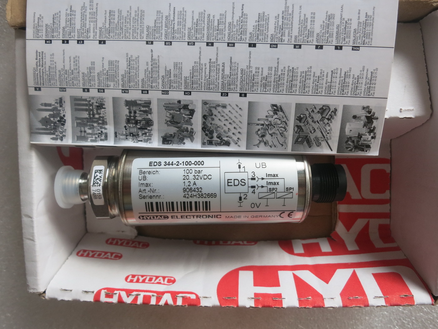 A027*全新原装HYDAC贺德克 EDS 344-2-100-000 现货