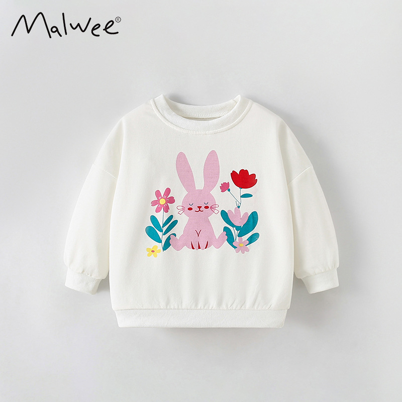 Malwee niñas suéter de otoño nuevo jersey europeo y americano para niños de cuello redondo ropa de niños camisas casuales