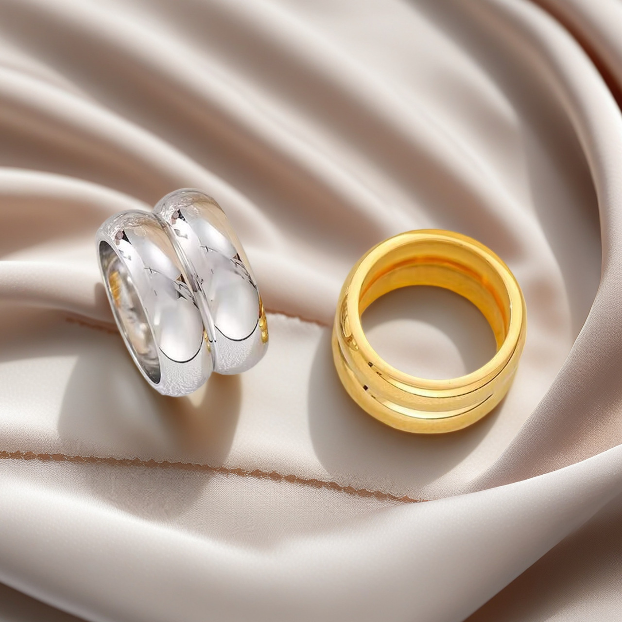 Herren Ring Aus Titanstahl Schlichtes Doppelagiges Partnerdesign_voghion.com