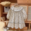 Fashionable autumn dress, cute small princess costume, long sleeve, flowered, Korean style, loose fit