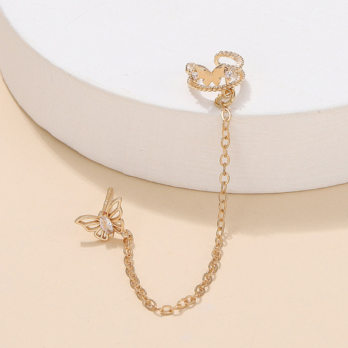 European and American Style Long Earrings Integrated Tassel Chain Ear Clips Korean Style Fairy-like All-match Internet Popular Earrings Wholesale for Women