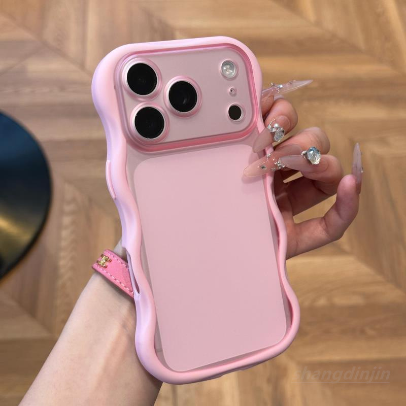 Transparent Frosted Colorful Edge Phone Case Suitable for Apple 16Promax1718 Creative Wave 15141312 Fashion
