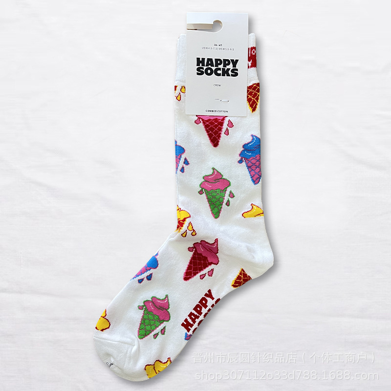 happysocks suecos calcetines de moda damas in-mode versátil animación calcetines de algodón de cintura alta al por mayor