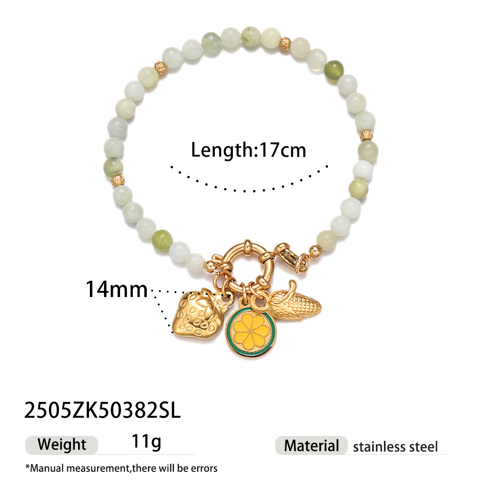Tena Europa y América Accesorios de acero de titanio Pulsera Ligero Lujo Alta Sensación Natural Piedra Natural Pulsera de concha Joyas transfronterizas con cuentas