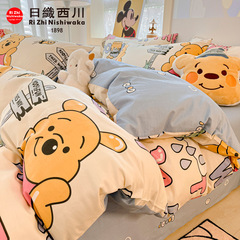 Disney cartoon 100% cotton ins small fresh bed sheet four-piece set pure cotton quilt cover bed three-piece set