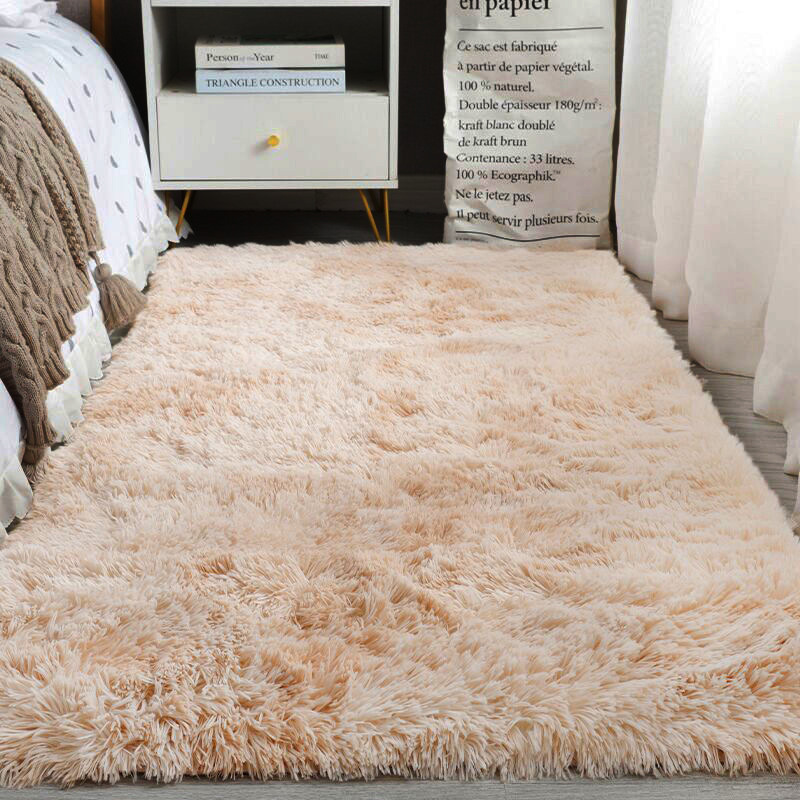 Alfombra teñida de seda sala de estar dormitorio alfombra roja alfombra de cama resistente a la suciedad fácil de cuidar alfombra de pierna alfombra de peluche de color sólido