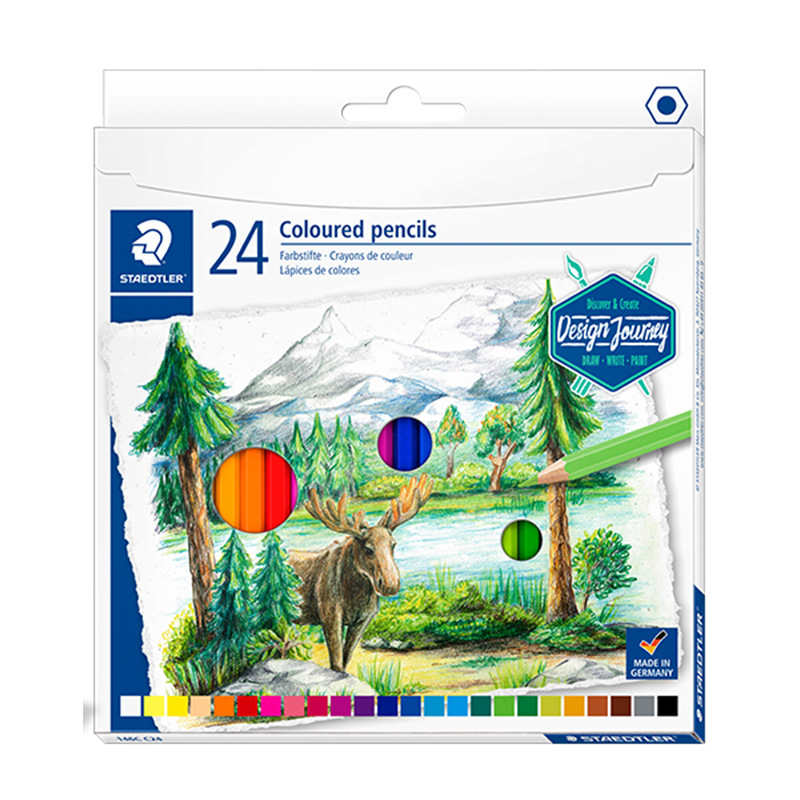 德国STAEDTLER施德楼146油性24色彩色铅笔美术设计手绘儿童涂色笔