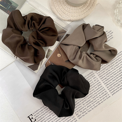 Silky Texture Acetic Acid Colon Hair Tie High-End Elegance Elegant Round Bun High Ponytail Hair Ribbon Headband with Skin Strap for Women
