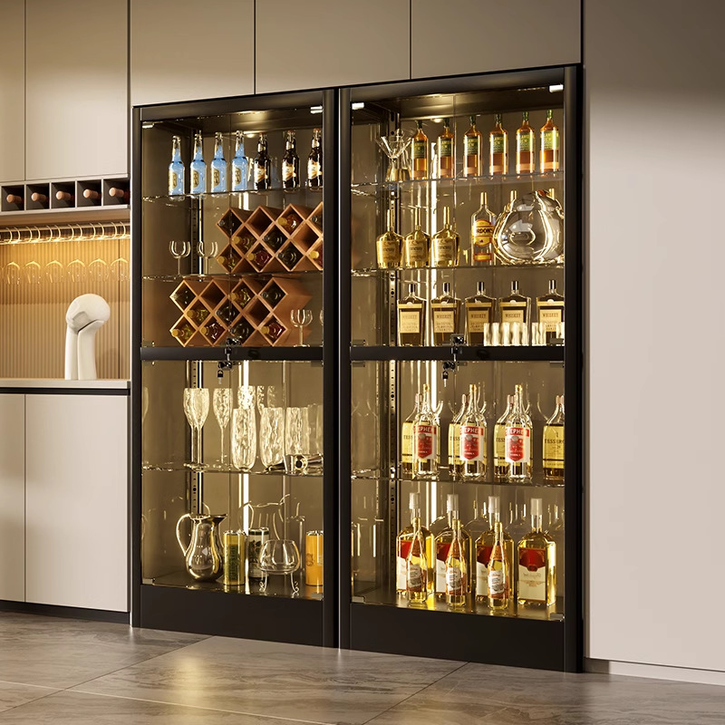 Wine Cabinet Display Cabinet Living Room Small Wine Cabinet Glass Door Wine Rack Household Wall Cabinet Light Luxury High-end Glass Cabinet