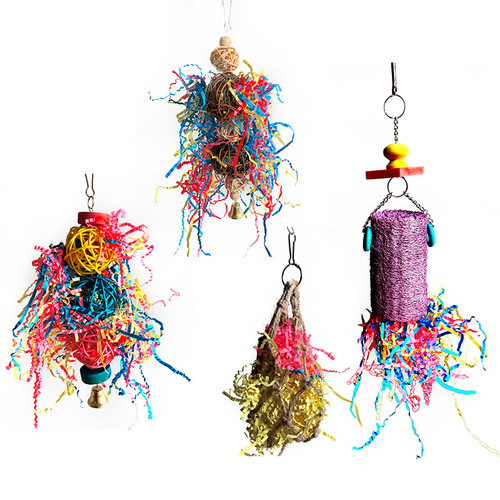 Parrot Lacing Toys, Colorful Wooden Blocks Chewing Toys, Large, Medium, and Small Bird Toys