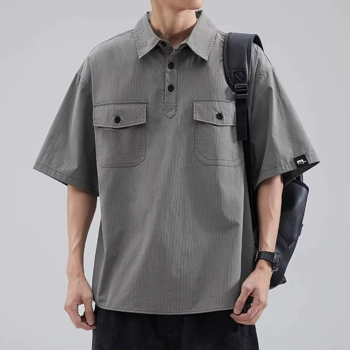 Американская ретро рабочая рубашка мужская поло летняя свободная модная брендовая рубашка большого размера стильная футболка с коротким рукавом для мужчин