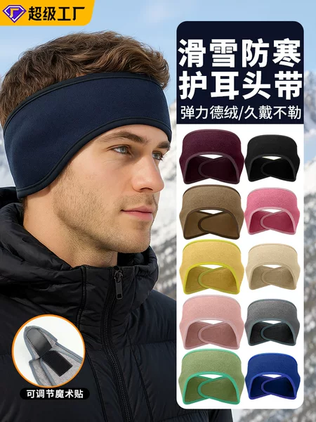 Sharetour Ear Protection Warm Headband Thickeneded German Velvet Cycling Sports Headband Velcro Cold-Proof Sports Earmuffs