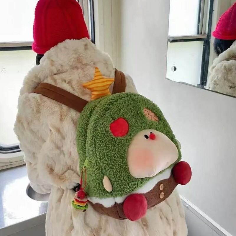 Japanese Style Ins Apple Tree Cute Cartoon Plush Backpack Student Girl's Schoolbag Lightweight Backpack Funny Women's Bag