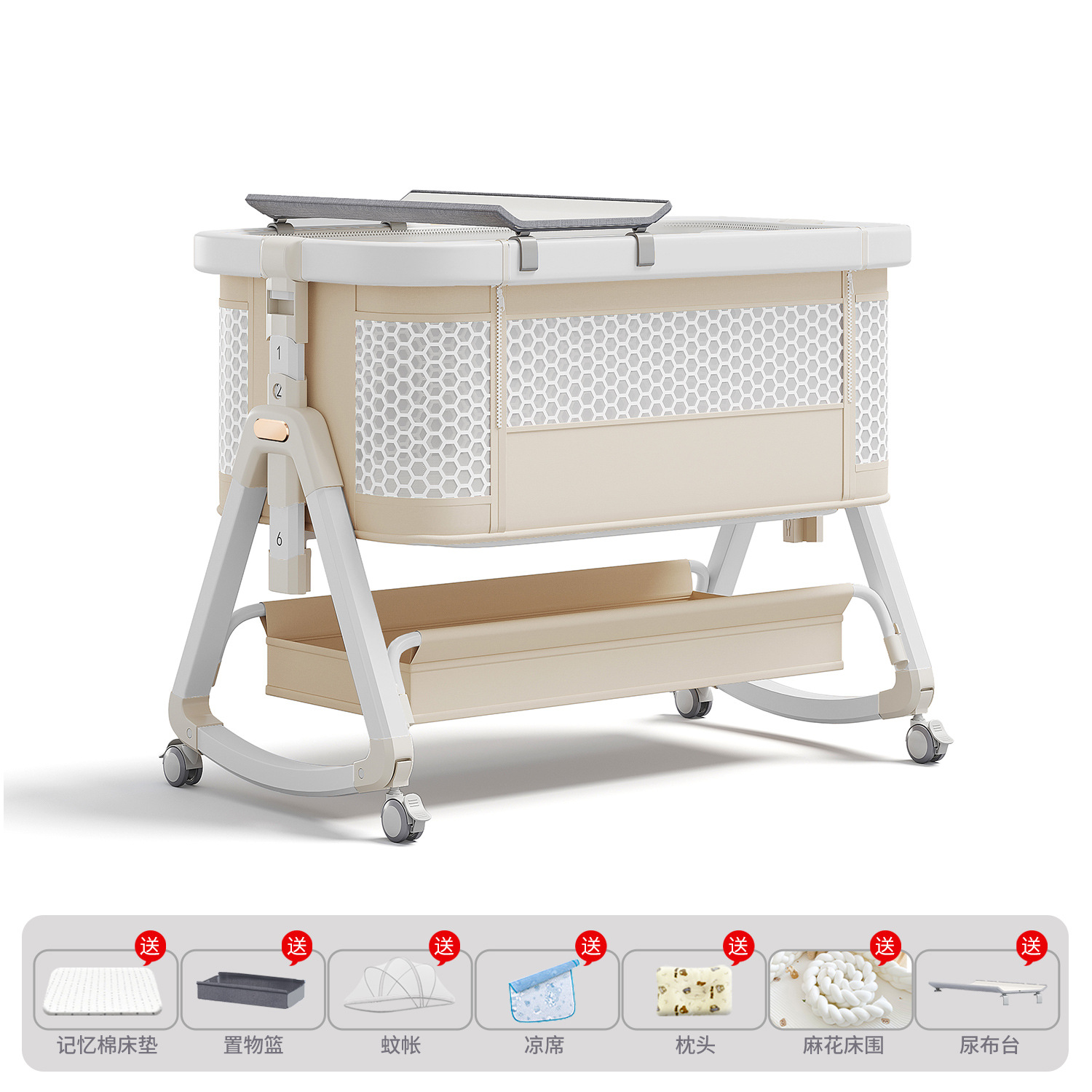 Cama de bebé móvil portátil cuna cama plegable multifuncional BB cama para recién nacidos empalme cama grande