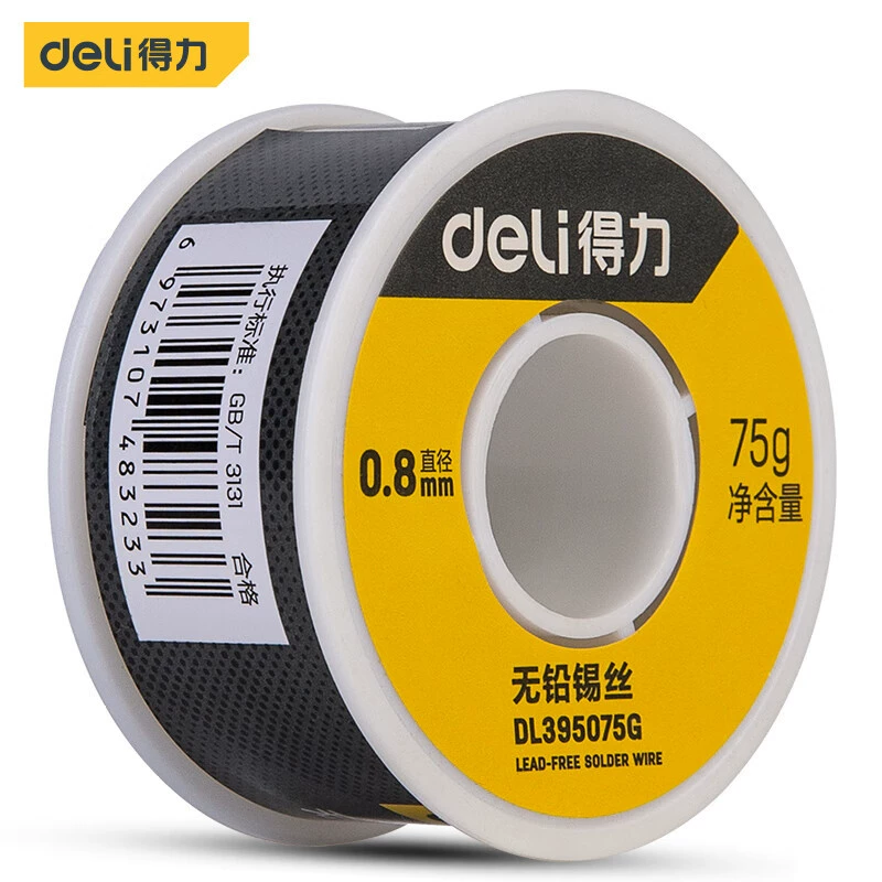 Deli DL395075G оловянная проволока 0,8 мм75г99,3% без олова, без свинца (серебро (рулон)