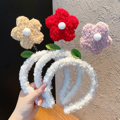 Cute little flower headband plush face wash headband Korean internet celebrity hair press hair tie headband hairpin headband for women