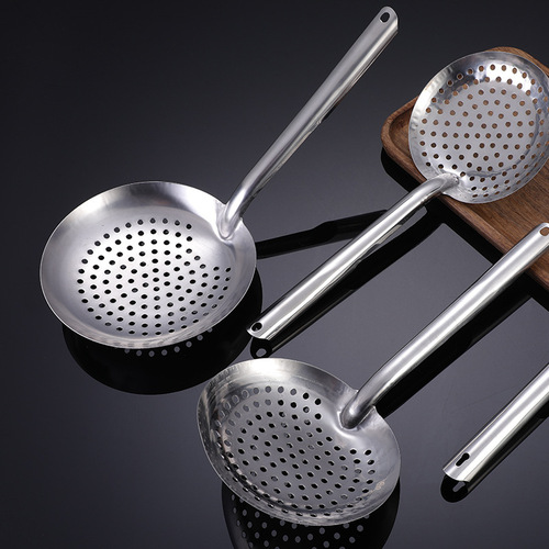 Wholesale stainless steel dumpling scoop, deep-frying scoop 14.16.18.20 cm noodle scoop, large oil grid scoop