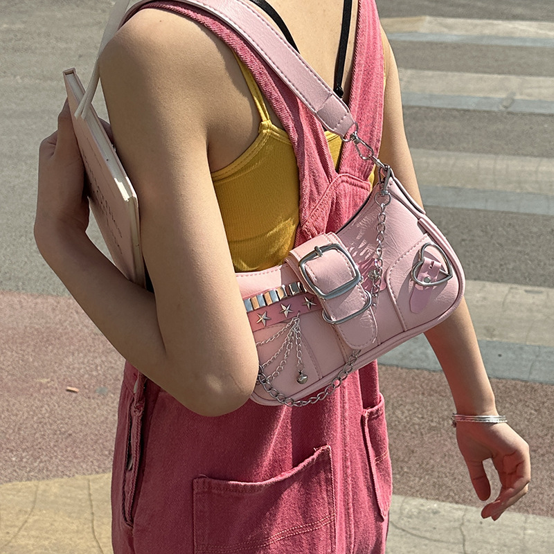 小众设计美式辣妹腋下包女2025新款星星铆钉手拎单肩包斜挎机车包|undefined