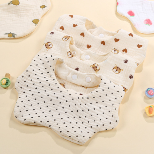 Baby saliva napkin cotton wrinkled cloth petal bib Korean style baby saliva pocket infant anti-vomiting milk towel rice pocket