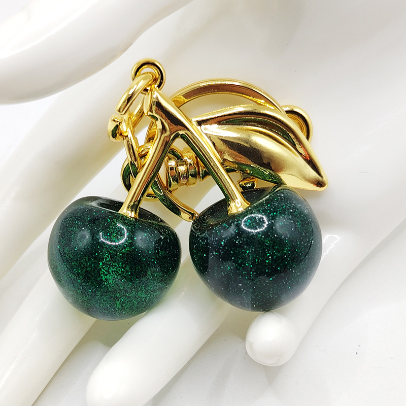 Adorno de llavero de cereza grande de cristal de alta calidad colgante de equipaje de fruta de imitación de cristal colgante de equipaje de cereza