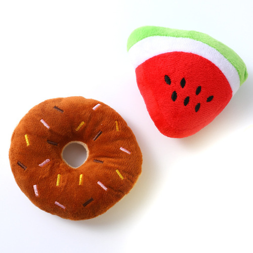 Plush sound making pet toy fruit chicken leg bone plush toy dog ​​toy wholesale