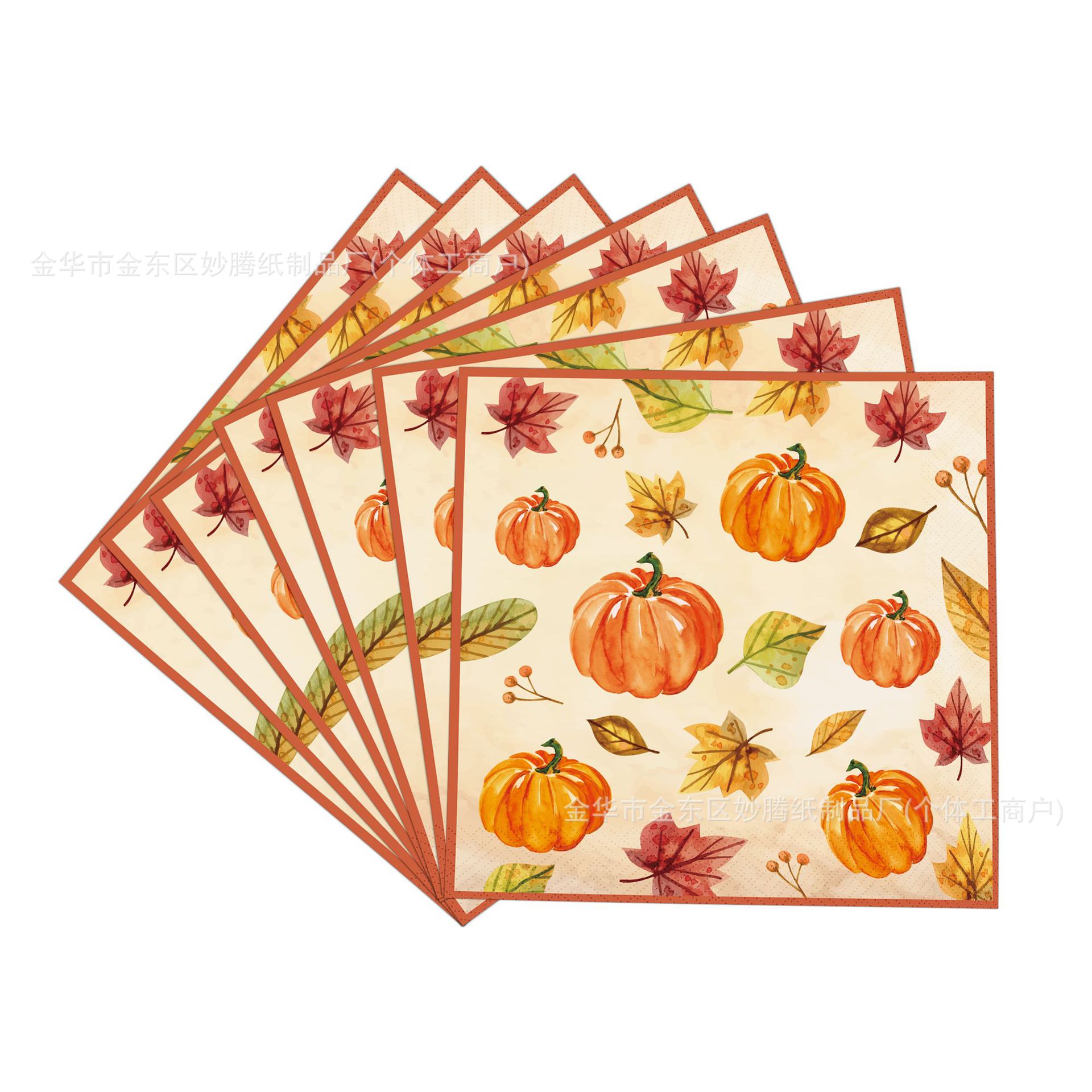 Nuevo otoño cosecha de calabaza fiesta cubiertos familia cena tazas de papel toallas de papel conjunto de bandeja de papel desechable