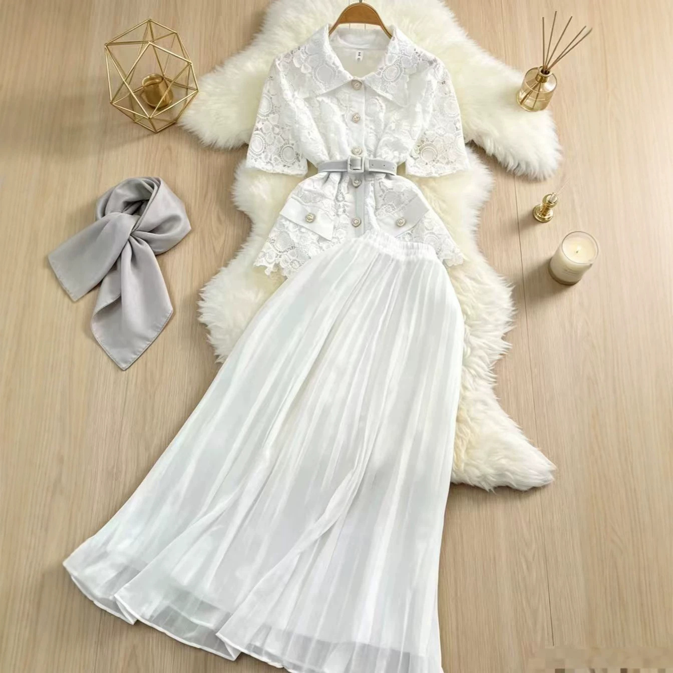 Elegant Waist Cinching Strapless Two Piece Set With Skirt Women's Clothing_ecoleips.com