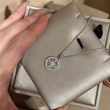 爆闪点钻花窗罗盘项链女轻奢小众设计高级感气质精致抽拉式锁骨链
