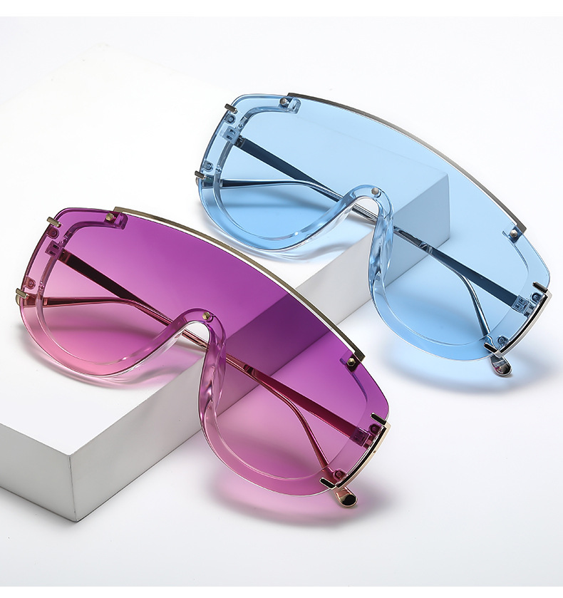 Ins Style Sports Solid Color Pc Special-shaped Mirror Frameless Women's Sunglasses display picture 1