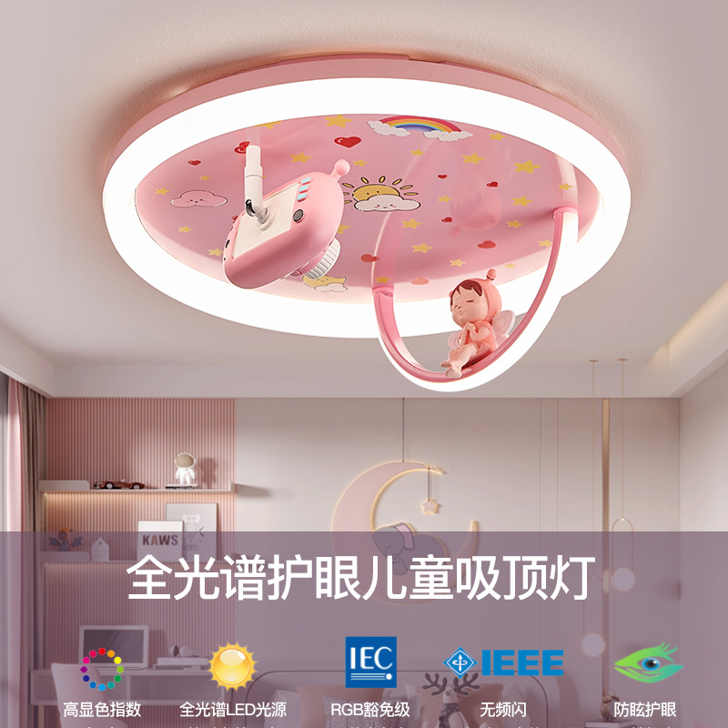 亚马逊女孩公主全光谱led护眼灯现代创意相机卡通粉色儿童卧室灯